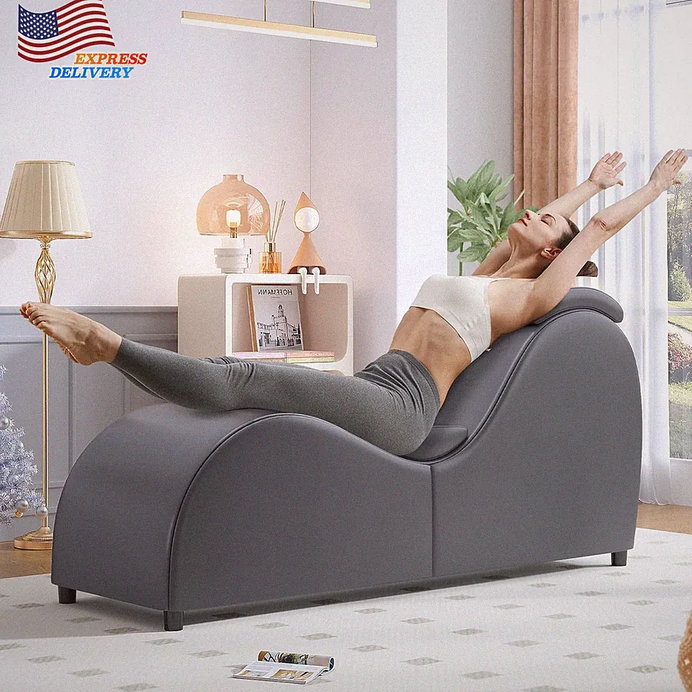 60" Chaise Lounge Chair for Yoga Stretching S-Shape Chair for Adults Exercising